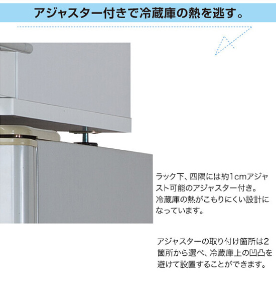 冷蔵庫上ラック の 通販 送料無料 冷蔵庫上棚 シンプル 扉付き 冷蔵庫上ラック アジャスター付き 収納ラック キッチンラック キッチンストッカー 扉 冷蔵庫上 収納庫 Rvcconst Com