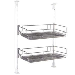 送料無料 水切りバスケットが外せる 突っ張り式水切りバスケット シンク上突っ張り水切りカゴ キッチン収納 シンク上突っ張り水切りカゴ キッチン整理用品 キッチン収納 送料無料 日本製 シンク上水切りラック 錆に強いステンレス製 つっぱり式水切りラック シンク