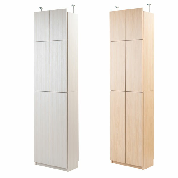 突っ張り壁面収納家具 【送料無料・完成品・日本製】【HILLS壁面キャビネット 扉】 幅60cm ガラス棚タイプ リビングキャビネット つっぱり収納 壁面収納家具