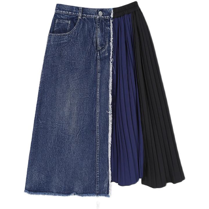 楽天市場】ユーズドデニムリメイク ディーププリーツ ミドルデニム