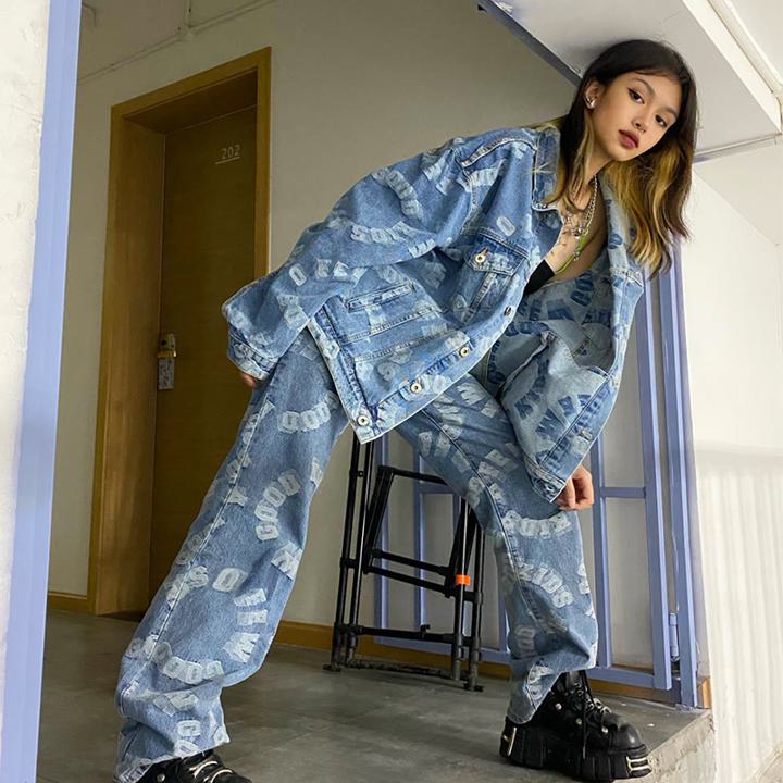 楽天市場】【セットアップ】英字ロゴ デニムジャケット＋デニム 英文字