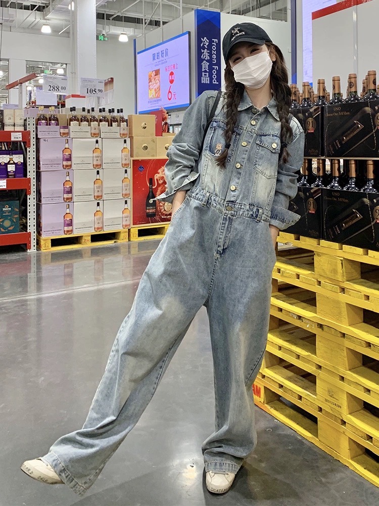 楽天市場】デニムサロペット レディース オーバーオール つなぎ