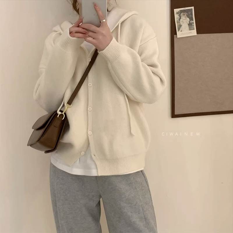 レディース トップス パーカー おしゃれ 20代 ニット 30代 前開き カーディガン ストリート キュート ショッピング ガーリー 無地 秋 ラブリー かわいい 10代 シンプル 長袖 40代 冬 大人可愛い フード カジュアル お出かけ