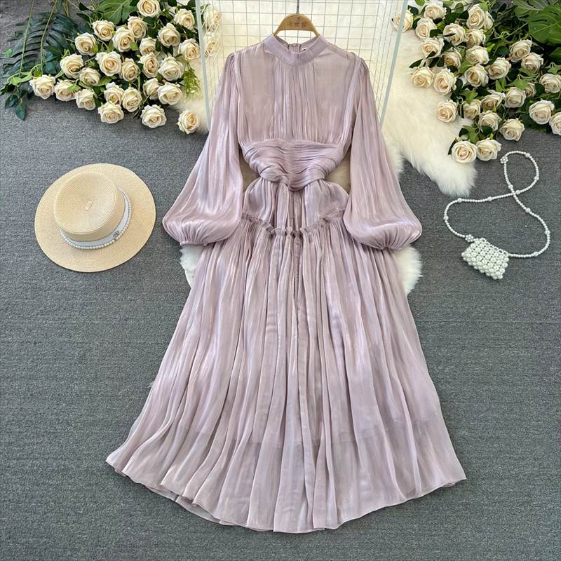 ワンピース ロングワンピース ハイネック 上品 かっこいい 長袖 春 おしゃれ ボリューム袖 個性的 抜け感 きれいめ かわいい ウエストマーク フレアスカート カジュアル こなれ感 存在感 シースルー 大人可愛い シンプル 秋 主役級 7,504円