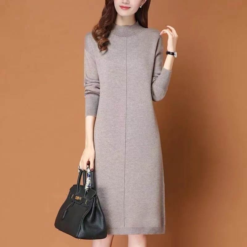 ワンピース 女性用 上品 女性用 デート 大人可愛い レディース スリム 30代 お洒落 通学 ウール 40代 長袖 袖あり きれいめ 50代 セーター ワンピース 学生 ママ ハイネック 無地 20代 秋