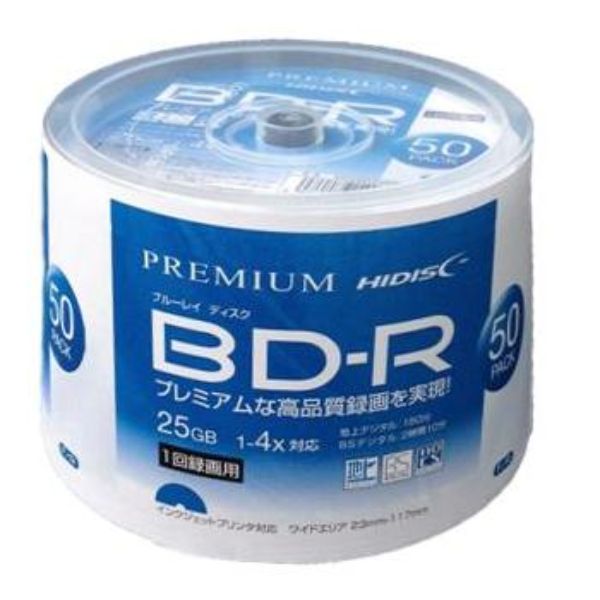 PREMIUM HIDISC BD-R スピンドルケース 6倍速 1回録画 DL HDVBR50RP10SP-10P 50GB 10枚×10パック