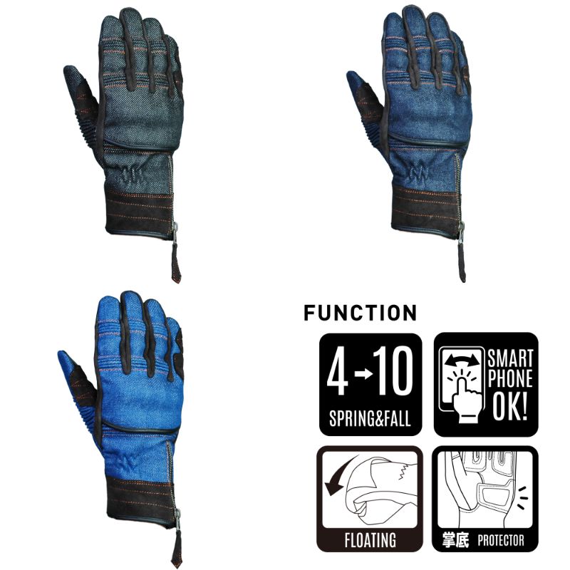 SDG-7058 ライディングデニムグローブ 【送料無料】【南海部品取扱】【バイク】【オートバイ】｜MC　SELECT