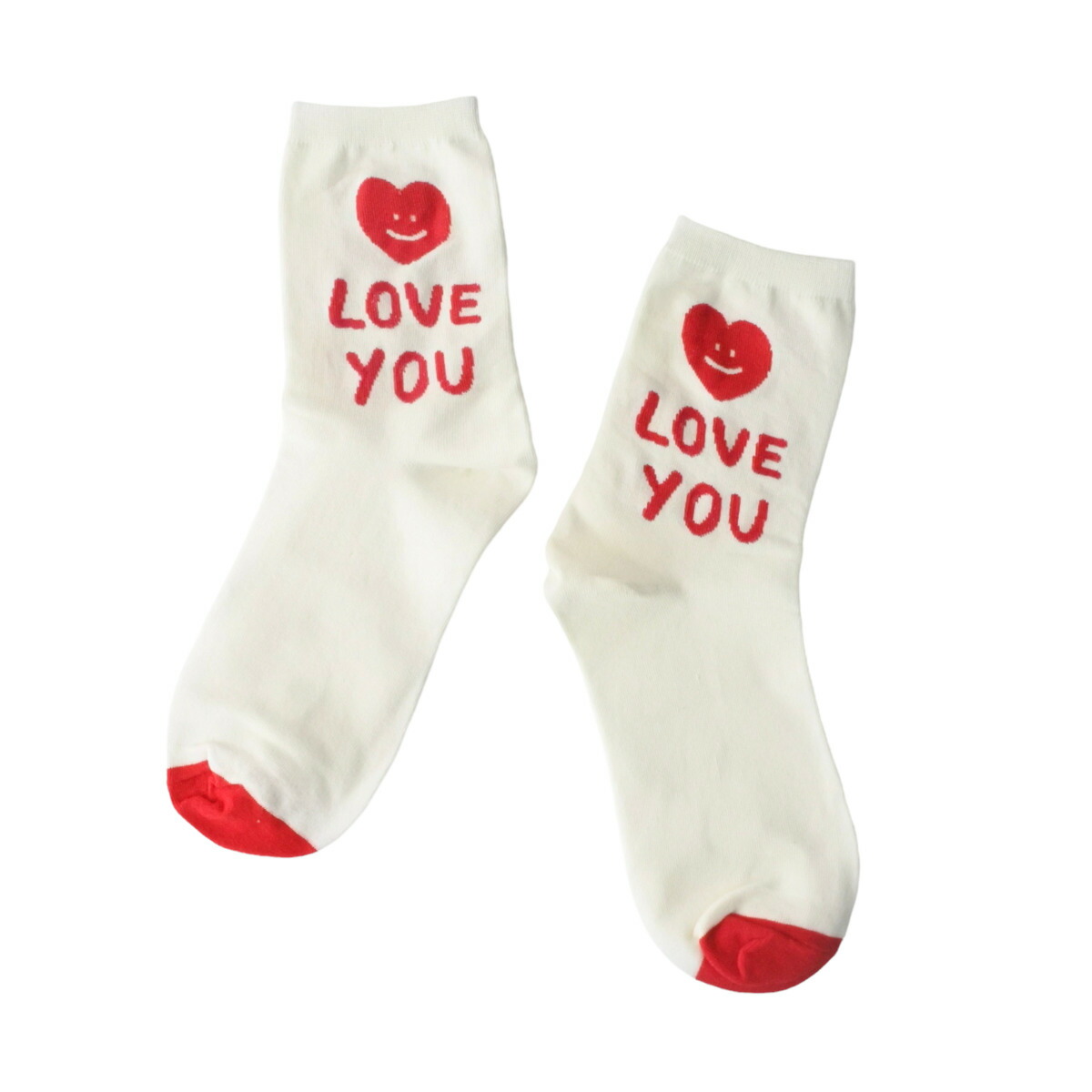 【IMPORT POP SOCKS】スマイル ポップ ソックス 靴下 (LOVE YOU)| レディース メンズ オフホワイト