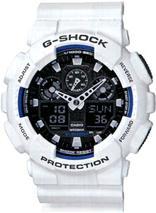 カシオ Gぼうぜん自失 G-SHOCK スポーツウォッチ 20空圧雨合羽 デジタル アナログ ウオッチ 白いこと 白 (GA-100B-7AJF) す早さ位置づける役立つこと 1/1000秒 秒時計 カウントダウンタイマー LED ともし火付き添い人 ランニングウォッチ カシオ CASIO マラソン 駈けっくら 時辰儀