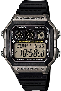 カシオ スポーツウォッチ 10気圧防水 デジタル 腕時計（A14FBP-205GRY） 10年電池 LEDライト付き サッカー フットサル レフリーウォッチ ランニングウォッチ CASIO 海外限定 マラソン ランニング 時計 レフリー ウォッチ インターバルタイマー 腕時計