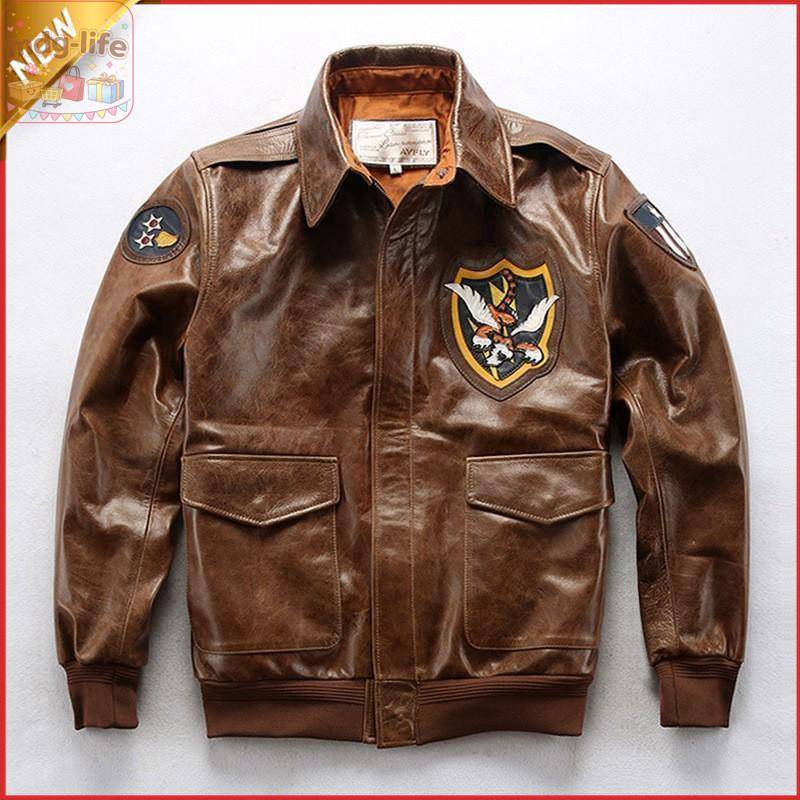 飛行上衣 前掛け 上衣 米空軍服 ライダースジャケット 牛皮 紋章 なめし革上衣 革ジャン メンズ メンズファッション-コート・ジャケット