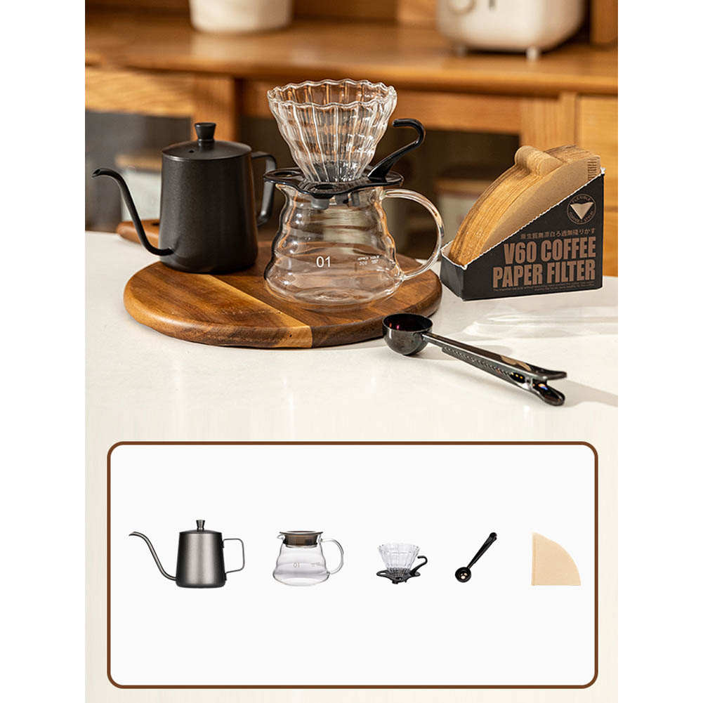 コーヒー 4点 書き割り コーヒーポット 珈琲 ドリッパー ステンレス鋼 コーヒーカラフェセット 400ml ドリッパーセット 一般受け 湯わかし 珈琲 1-2人用 ステンレス鋼 細口 コーヒー 湯わかし 下唇湯わかし