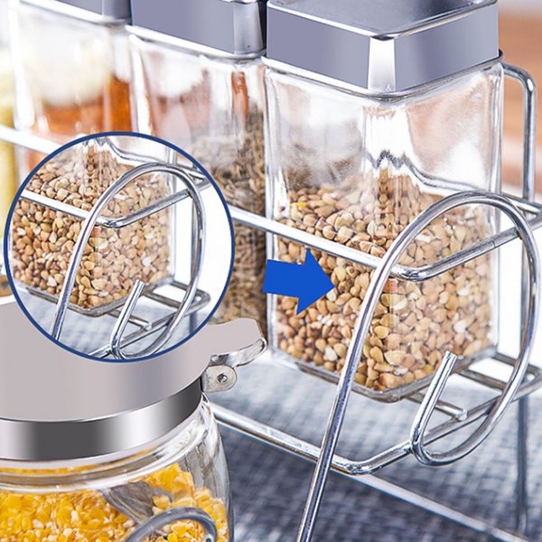 キレイに 収納 調味料 スパイス ラック 2段 9個 セット ガラス 瓶 調味料入れ おしゃれ 家庭用 業務用 に Ruheahighschool Edu