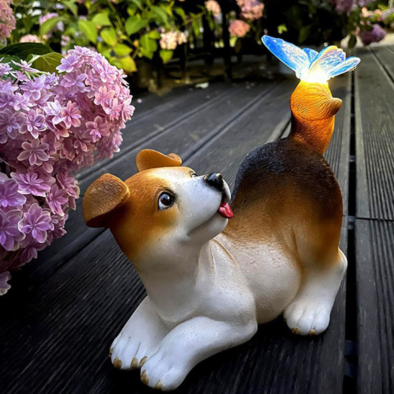 1000円OFFクーポン ガーデンオブジェ 犬 置物 おしゃれ かわいい ガーデンオーナメント 動物 オブジェ ガーデン 大型 ガーデニング 雑貨 装飾置物 飾り物 インテリア雑貨 ガーデンライト 屋外 ソーラーライト 防水 自動点灯 樹脂 mdnat|TandM