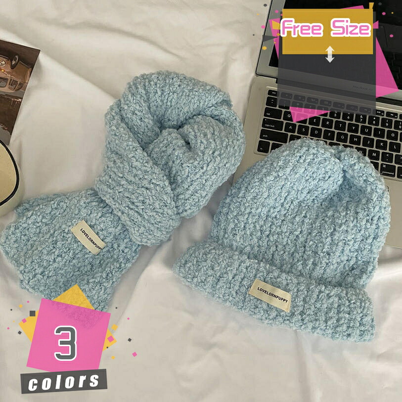 500円OFFクーポン 帽子＋マフラー 2点セット レディース おしゃれ 可愛い かわいい 帽子 ふんわり ニットキャップ キャップ帽 大人 女性 あたたかい 防寒対策 秋冬物 30代 40代 50代ギフト プレゼント 贈り物 防寒 防風 保温 母 プレゼント mdnat