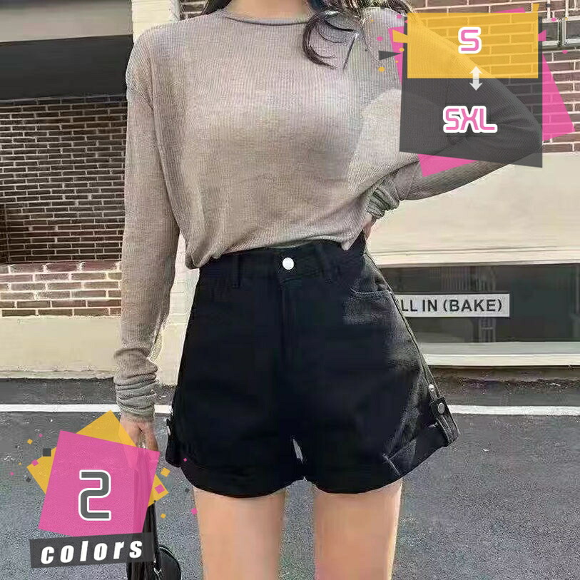 レディースショートパンツ ボトムス ゆったり 夏 ショートパンツ デニム 無地 コットン ハーフパンツ 短パン ロールアップ パンツ 大きいサイズ 美脚 コットン デニムショートパンツ 夏デニムパンツ ハイウエスト mdnat