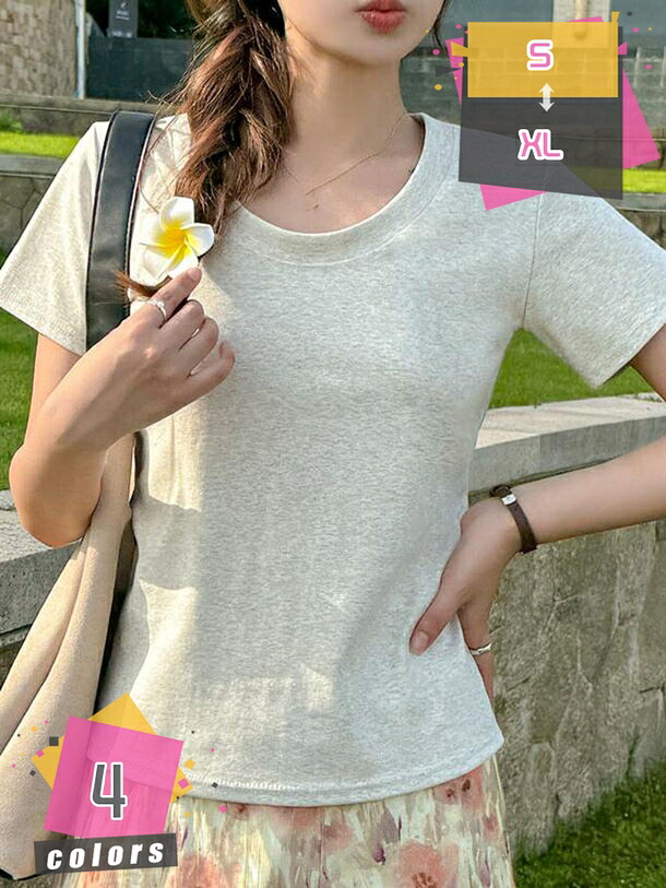 tシャツ レディース 半袖 スリム カットソー ブラウス おしゃれ 無地 シンプル カジュアル トップス 薄手 きれいめ 丸ネック かわいい 快適 通勤 オフィス Tシャツ クルーネック クラシック ストレッチ 丸首 お出かけ mdnat