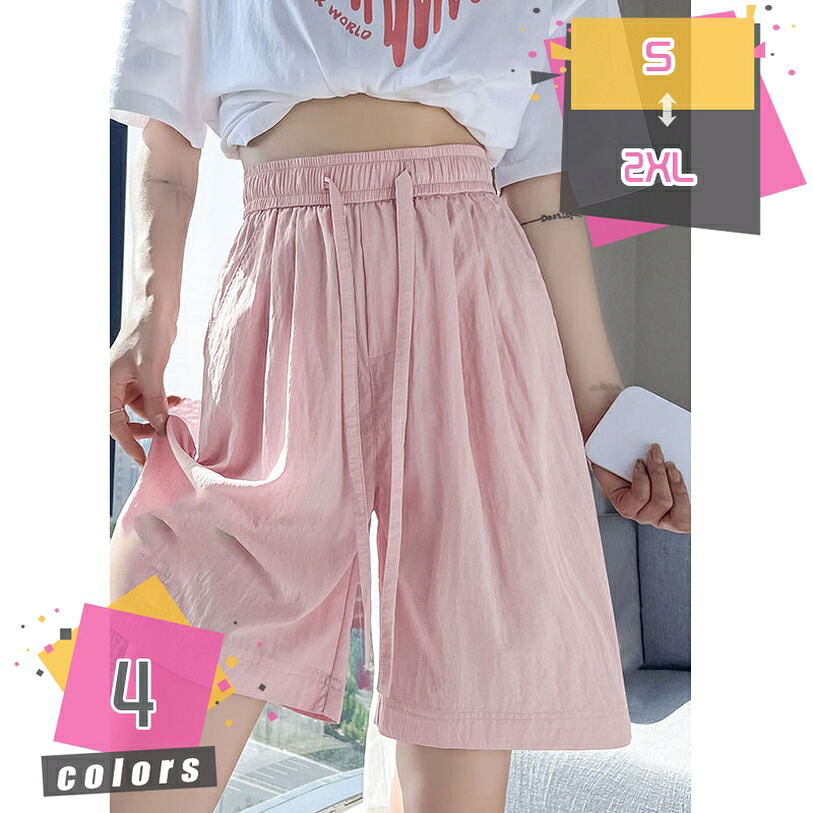 1000円OFFクーポン ハーフパンツ レディース ワイドパンツ 夏 ボトムス ガウチョパンツ ズボン 五分丈 ショート丈 ハイウエスト 無地 大きいサイズ ウェストゴム 薄手 オシャレ ゆったり 体型カバー 綿 コットン カジュアル お洒落 部屋着 mdnat