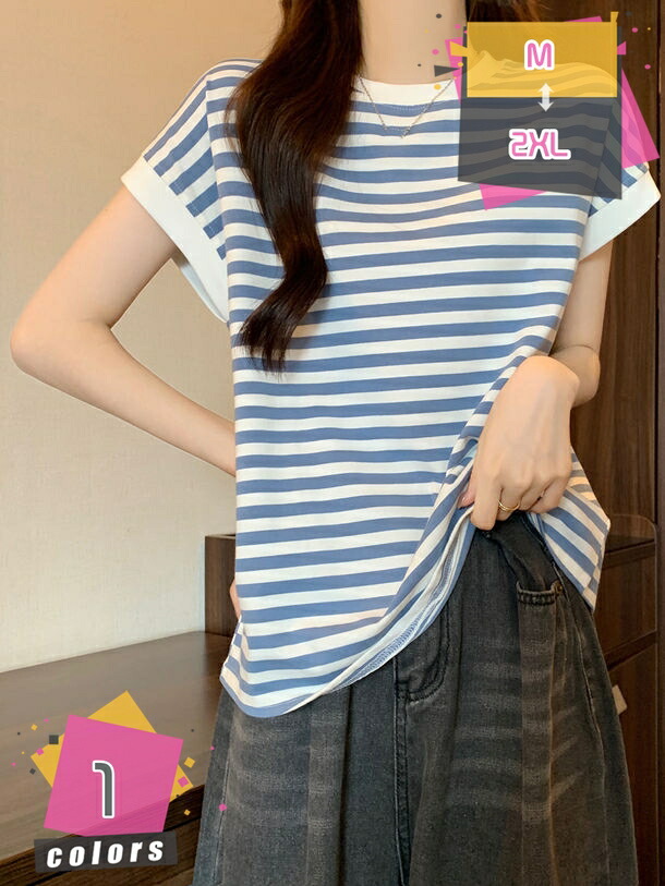Tシャツ レディース 半袖 トップス クールネック 薄手 夏 おしゃれ 着回し 普段着 ダンス アウトドア プレゼント ルームウェア リラックス ボーダー柄 肩落ち 大きいサイズ きれいめ カットソー ゆったり プリント スポーツ mdnat