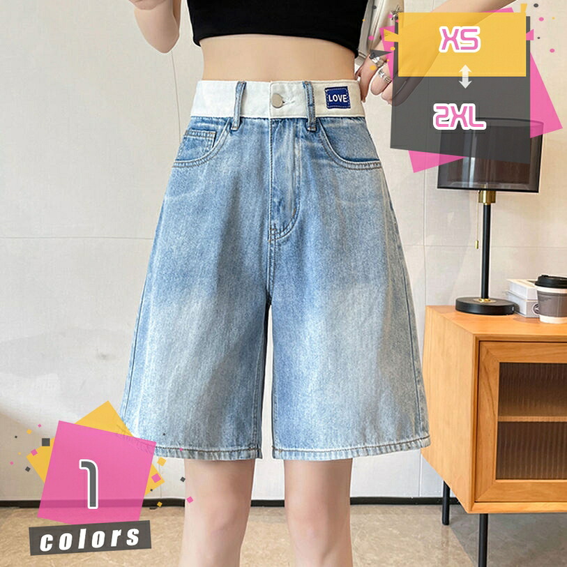 1000円OFFクーポン レディース デニムパンツ ハーフパンツ ショートパンツ ボトムス ジーンズ 五分丈 無地 半ズボン ハイウエスト カジュアル ゆったり 韓国ファッション かわいい きれいめ シンプル 通学 通勤 お出かけ 夏 通勤 出掛 mdnat|TandM