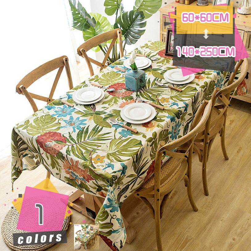500円OFFクーポン 長方形のテーブルクロスキッチン防汚テーブルクロス春夏の田園風フラワーフリンジ付き可能なテーブルクロスラウンド 長方形 正方形 ダイニング パーティー 農家の結婚式 ボヘミアンローズモンステラテーブルカバー mdnat|TandM