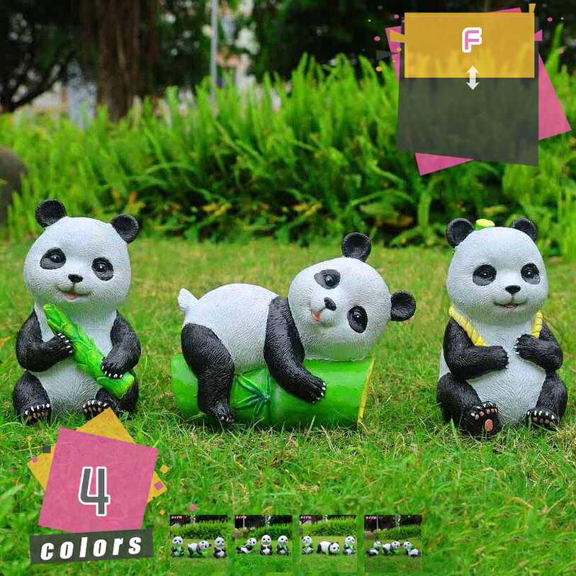 1000円OFFクーポン ガーデンオーナメント 庭 オーナメント ガーデン置物 パンダの置物 ガーデニング オブジェ パンダのオブジェ アニマル 綺麗な置物 インテリア 飾り物 雑貨 樹脂 芝生 屋外 玄関 階段 屋外ガーデン プレゼント mdnat
