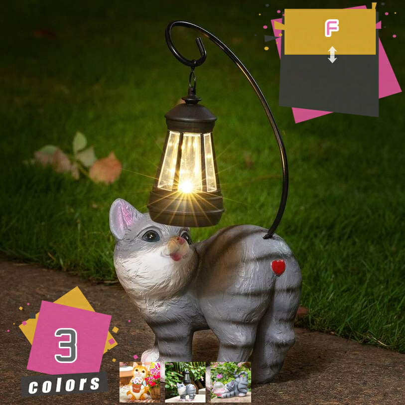 ガーデンライト ソーラー置物 猫 ねこ ソーラーライト LEDライト 屋外 防水 樹脂 置物ライト かわいい プレゼント 庭 デコレーション ソーラーガーデンライト 庭用装飾 ガーデン 芝生 飾り 四季適用 mdnat