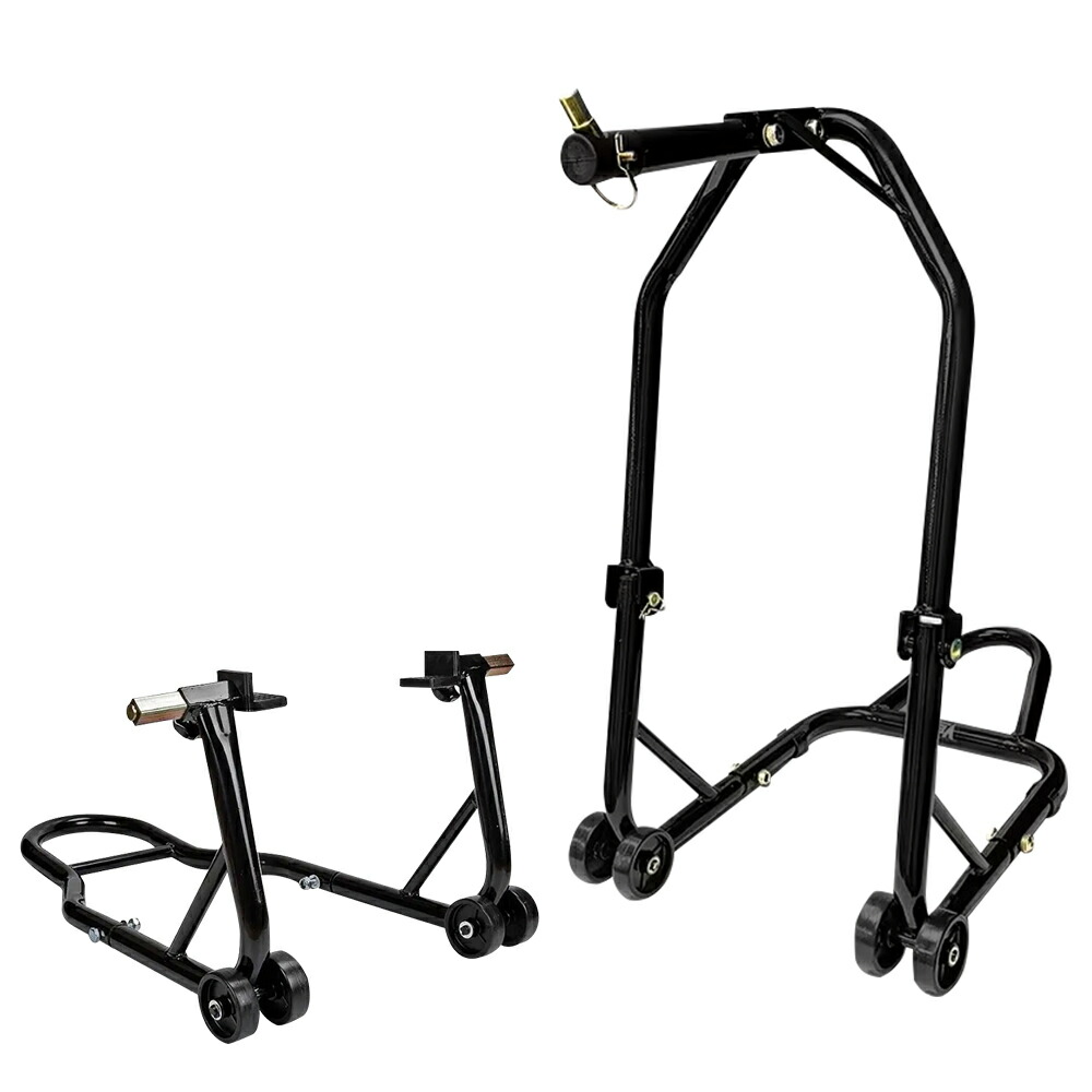 バイクスタンド リア フロント セット メンテナンススタンド V型タイプ 2台セット 黒 black バイク オートバイ