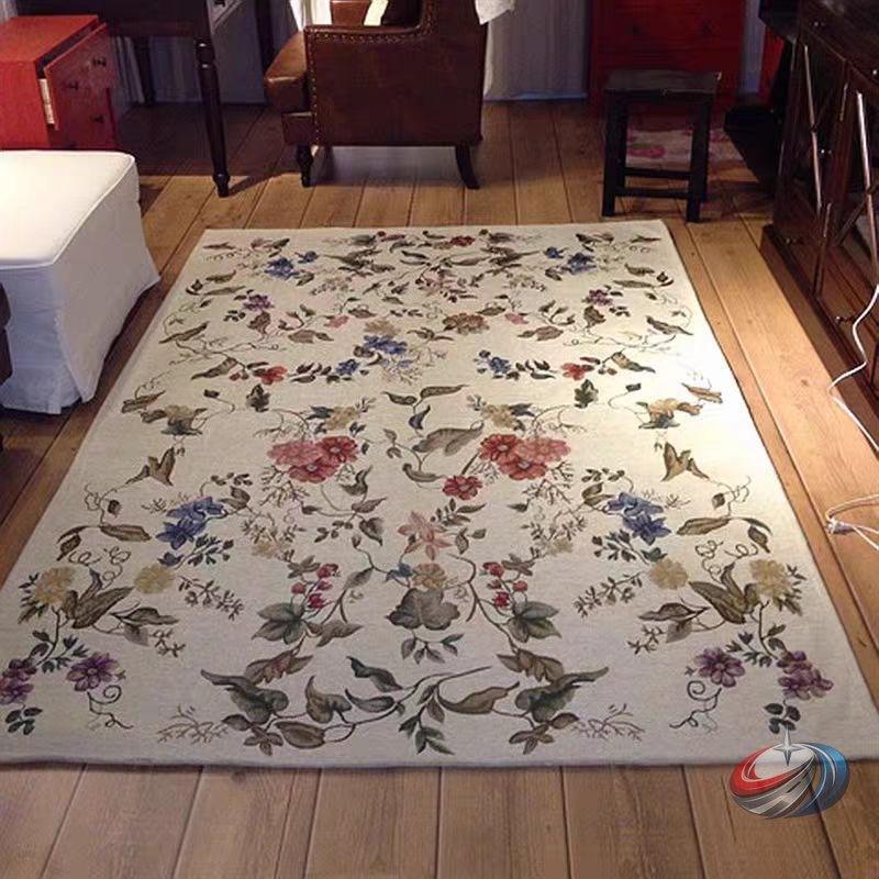 洗えるラグマット ゴブラン織り ペルシャ風花柄 120&times;180cm ピークル 滑り止め付き 長方形 北欧テイストでおしゃれ 絨毯 夏もさらっと快｜エムディーアール　店