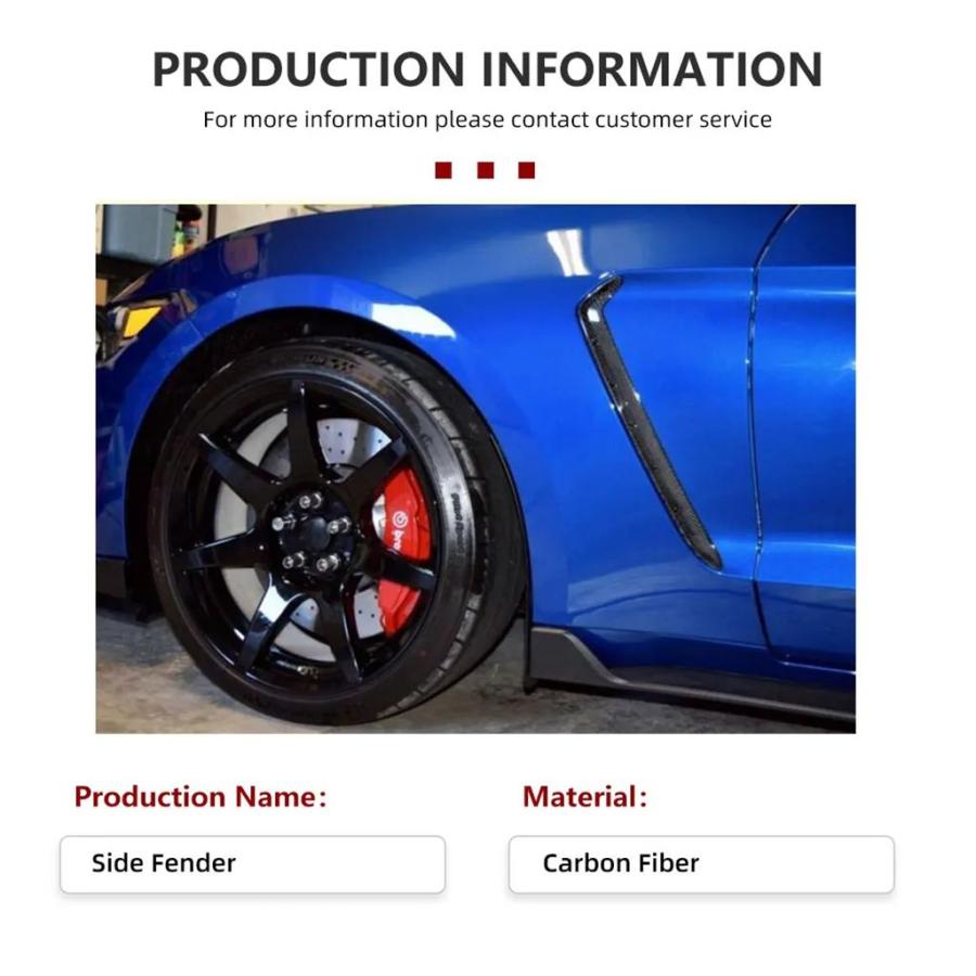 【並行輸入品】フォード マスタング シェルビー GT350 2019 2020 カーボン エアインテーク フロントサイドフェンダーエアベントトリムカ