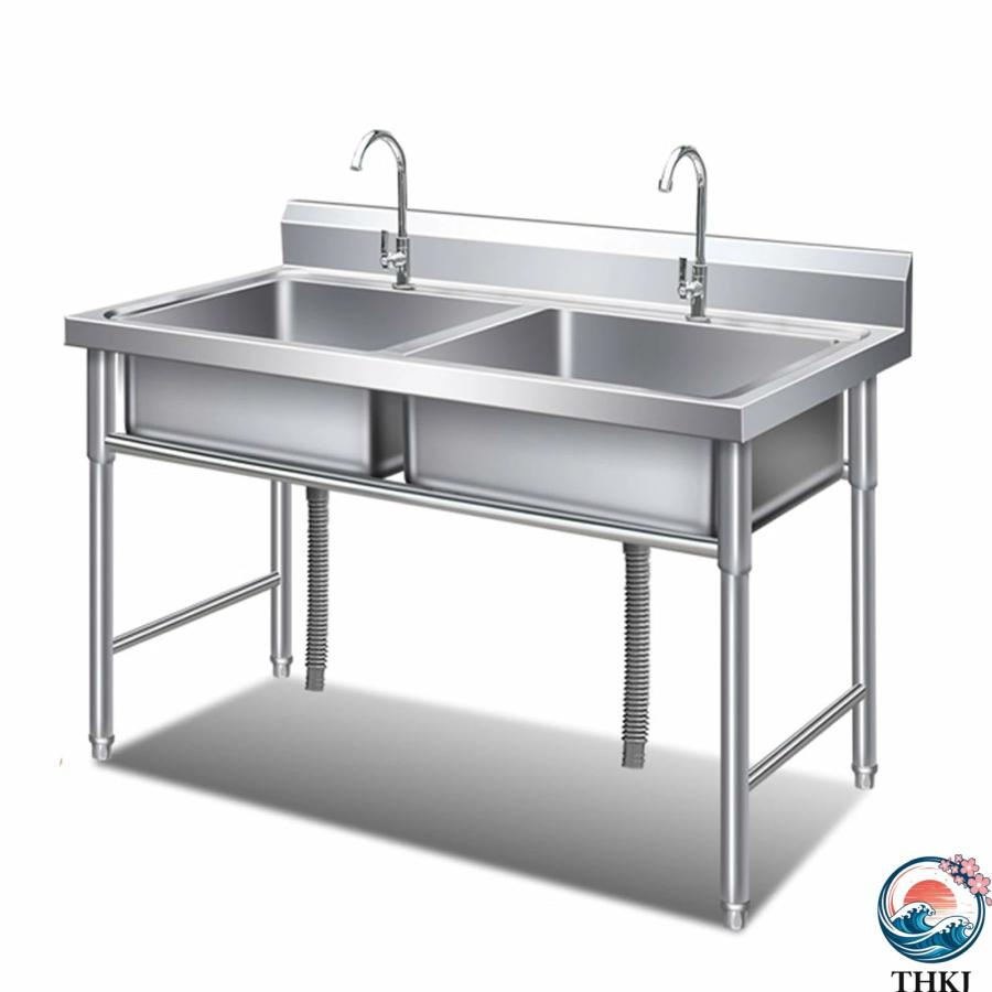 蛇口付き ダブルシンク 大容量 錆びず ガーデンシンク 自立型シンク 屋内および屋外での使用 ステンレスシンク 業務用 園芸に便利 作業｜エムディーアール　店