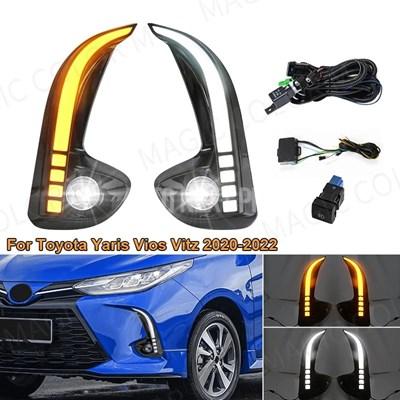 トヨタ yaris vios 2020 2021 2022 drl フロントバンパー 方向 フォグライト 白 黄色 12v|エムディーアール 店