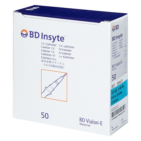 BD インサイト 留置針 翼なし 22G 針長1.0インチ 25mm 388423 1箱 50本入