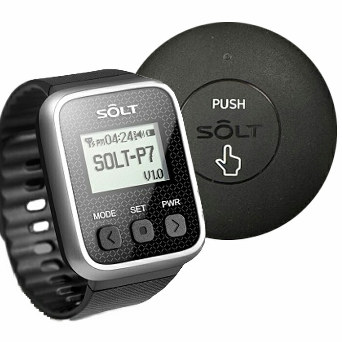 【SOLT】飲食店 工場 呼び出しベル・旧型 腕時計受信機＋消去機＋丸型送信機セット