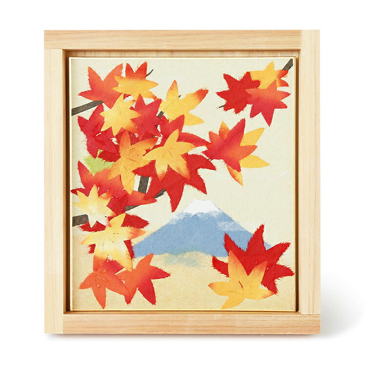 楽天市場】ちぎり絵 色紙 和紙 秋 紅葉 富士山 置物 スタンド
