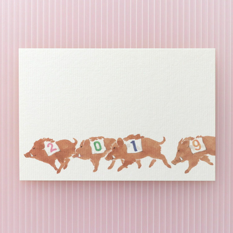 楽天市場 干支年賀はがきいのししレース19 2枚入 和紙の店 めでたや 楽天市場店