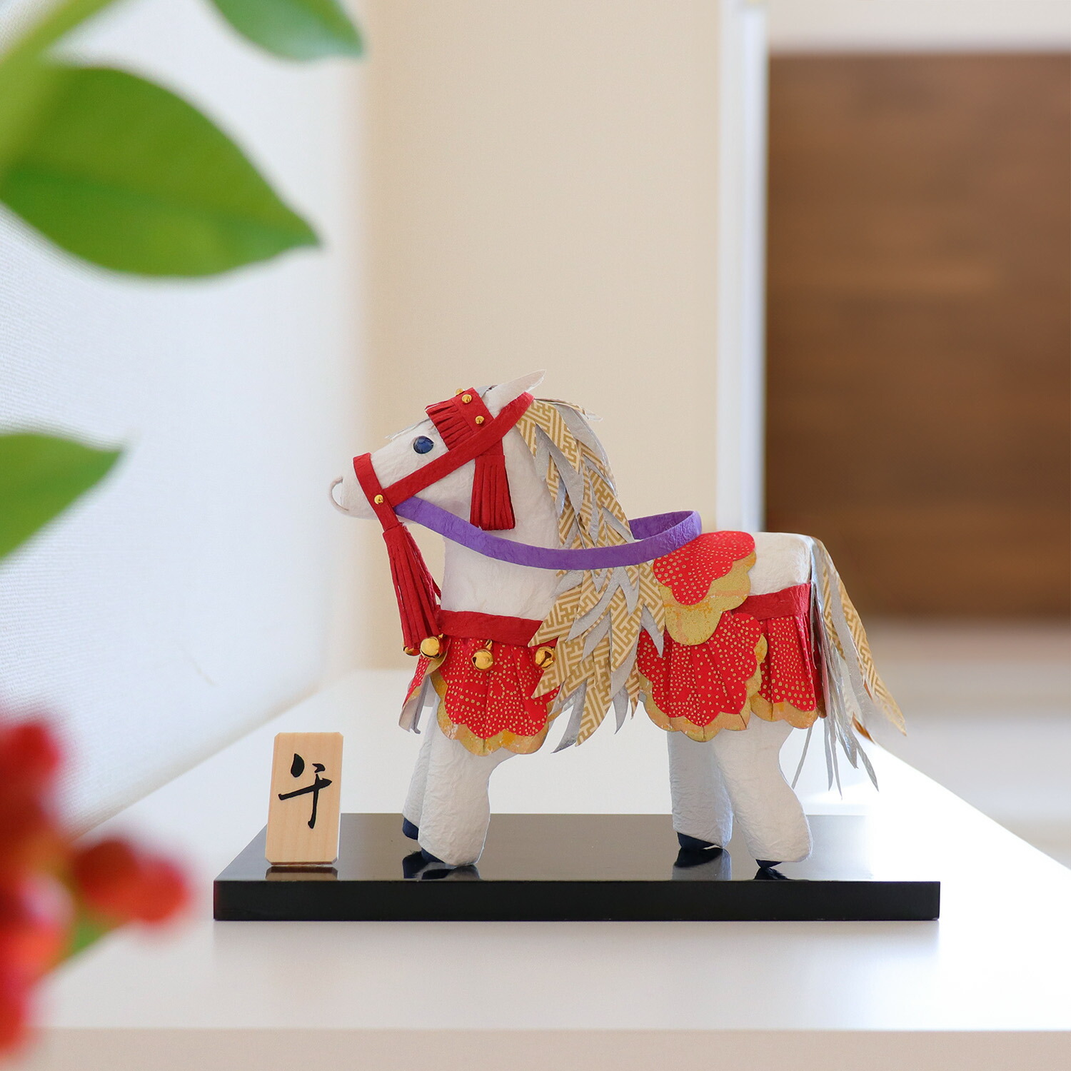 干支　午年　和飾り 楽天市場】干支の置き物 馬 置物 飾り馬 白馬 和紙 干支飾り 午年