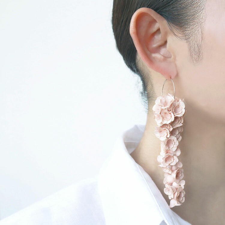 【送料無料】 Paper Accessory flower 和紙 hook earring　AYK fuji L ピアス