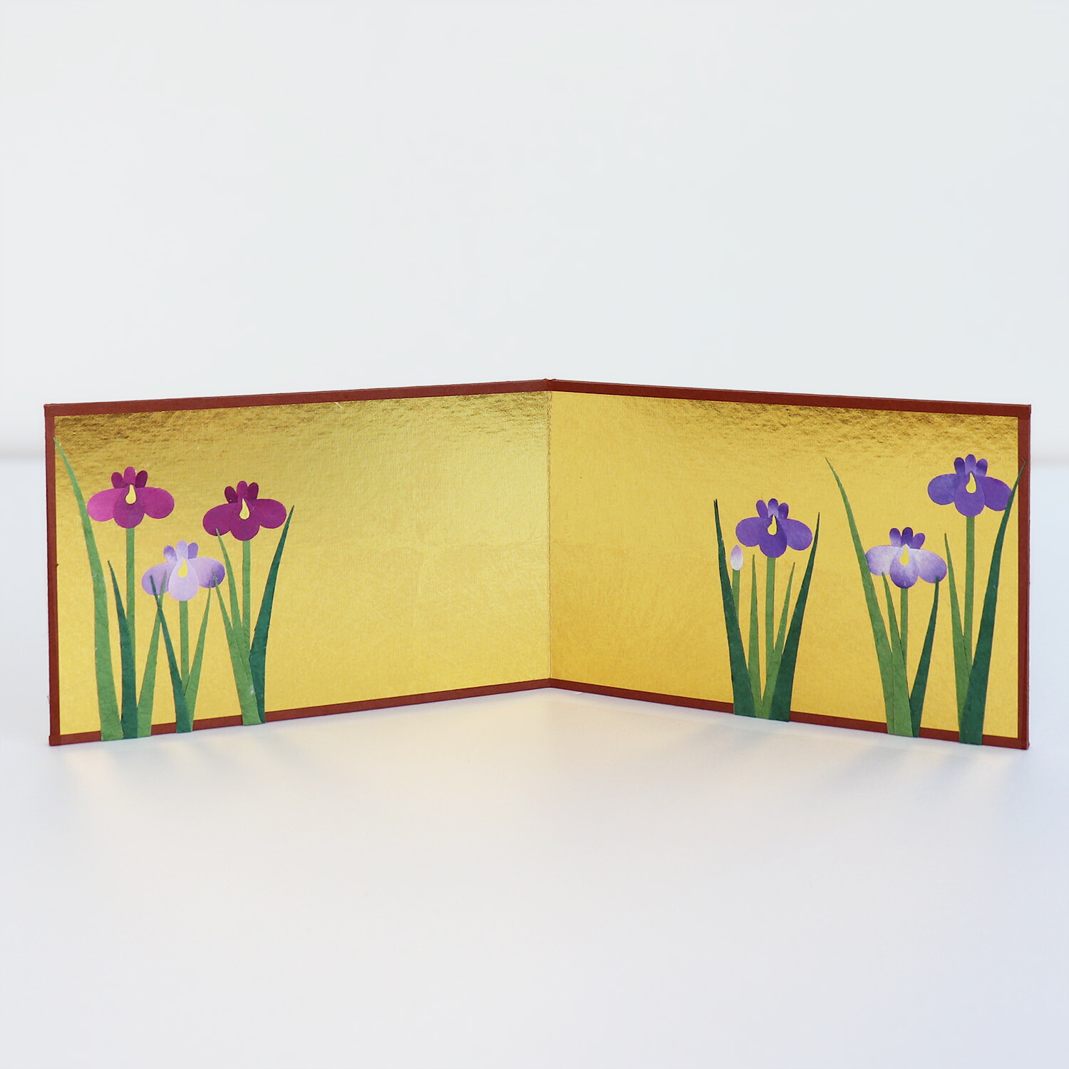 qualitylifeです 屏風、塩沢歓甫 作、菖蒲 、肉筆 金屏風 qualitylife