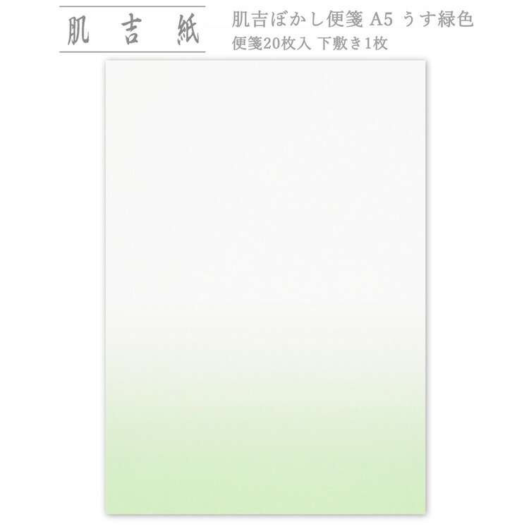 楽天市場】甲斐生まれ 和紙 肌吉紙 みどり 無地 肌吉ぼかし便箋 B5