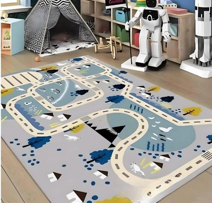 【ポイント10倍】 キッズラグ 洗える 道路ラグ 車好き に ニュータウン 複数サイズ ビッグ 約200*230cm 長方形 道路柄 動物 遊び ラグ カーペット 子供用マット 洗える 滑り止め付 子供部屋 子供用 男の子 小学 幼稚園 プレイマット 誕生日 プレゼント 2歳 3歳 4歳 5歳