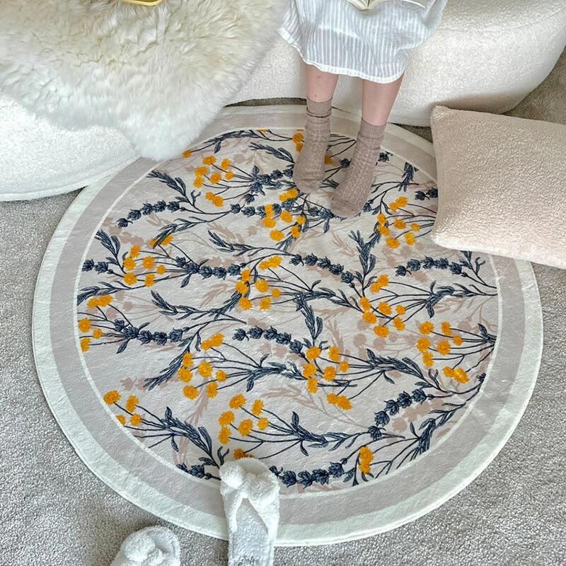 【ポイント10倍】 マット 円形マット 直径120cm 全4デザイン art アート 芸術 レトロ 花柄 高級感 ラグマット ラグカーペット 防音 円形 滑り止め付 部屋用 丸型 丸マット 北欧風 カーペット対応 シンプル おしゃれ オールシーズン
