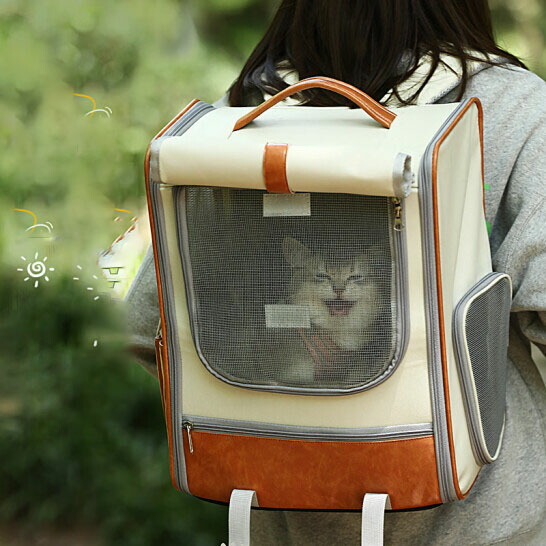 【3500円以上で６％OFF】 猫 犬 リュック ペット リュックキャリーバッグ ペット 耐荷重10Kg 通気性 安定性 大容量41X33.5X25cm 犬/猫/小動物適用 旅行/通院/散歩/電車移動/避難用