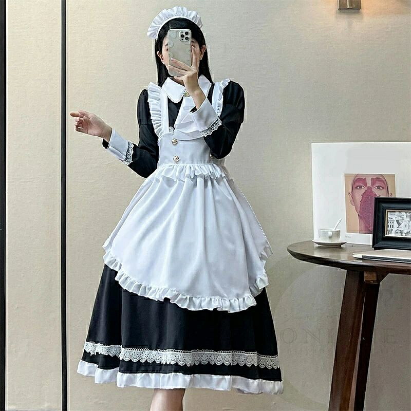【クーポン+ポイント10倍】 ハロウィン コスプレ メイド服 クラシック 長袖 ワンピース 洋服 仮装 コスチューム ドレス セクシー 大きいサイズ 喫茶 ロリータ ハロウィン パーティー 誕生日 クリスマス ロング丈 女の子 男の子 可愛い 6,791円