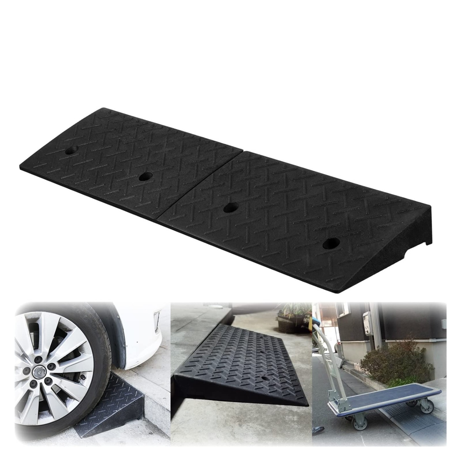 駐車場 段差プレート 段差スロープ スロープ 段差解消 5cm 6cm 7cm 8cm 9cm 10cm 12cm 15cm 20cm 段差用、カースロープ 段差 diy 車 車庫 バイク スロープ 玄関 庭 転倒防止 階段 滑り止め バイク 車椅子段差解消 バリアフリー ガレージ 室内・屋外用｜ZPearl