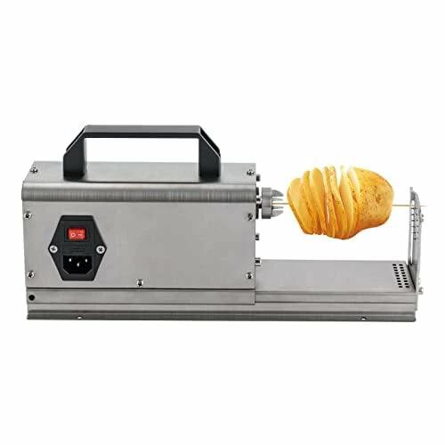 自動ストレッチポテトスライサー 電動トルネードポテトタワー サツマイモ ニンジン キュウリ ズッキーニ用の商業スパイラルポテト切断ツイスターチップマシン 3-in-1 電動トルネードポテトスライサー、スパイラルツイストフライドポテ|ZPearl