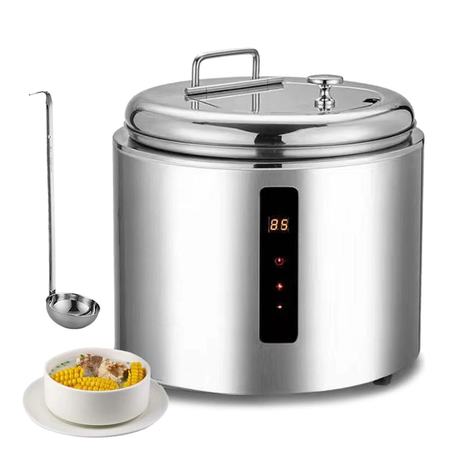 【初購入8％OFFクーポン】 保温スープジャー 業務用 家庭用 10L大容量 電気式スープウォーマー 味噌汁・お粥保温鍋 食品用スープ釜ウォーマー ジャー 大口径蓋 循環加熱 急速昇温 温度調節 SUS304ステンレス製 ビュッフェ・レストラン・食堂 ホワイト