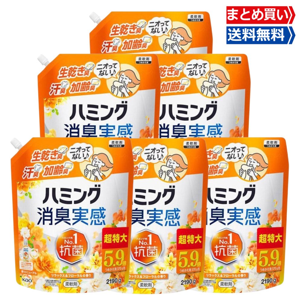 まとめ買い 鼻歌を歌う消臭実感 大電気容量 延性のある剤 伸び伸びする＆フローラルの芳ばしさの芳ばしさ つめかえ用 超特大 5.9倍 2130ml×6袋
