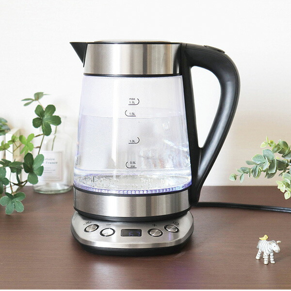 電気ケトル ガラス 温度調節（±5℃）電気ポット 小型 湯沸かしケトル 保温付き Amazon | Feekaa 電気ケトル ガラス 温度調節（±5℃）電気ポット