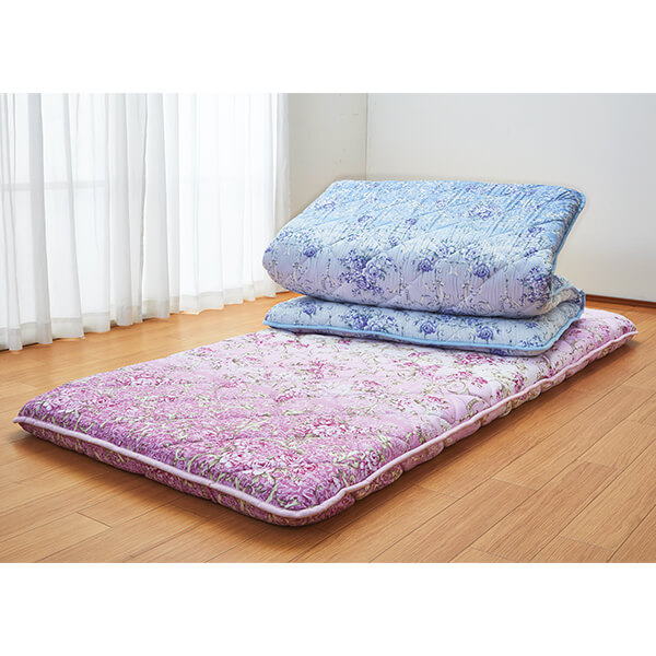 日本製 軽さ4層敷き布団＜サクラ色 青色｜シングル100×210糎 空蝉ダブル120×210糎 ダブル140×210糎＞